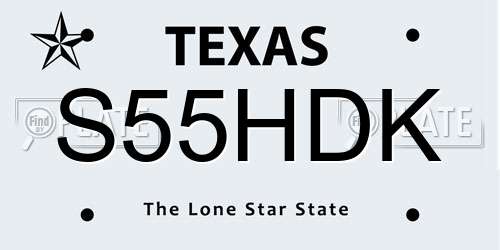 S55HDK Texas License Plate