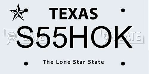 S55HOK Texas License Plate