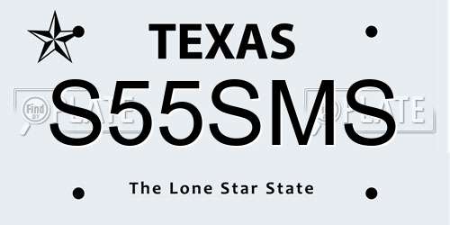 S55SMS Texas License Plate