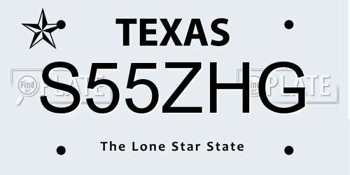 S55ZHG Texas License Plate