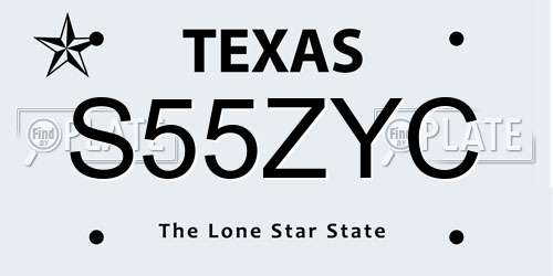 S55ZYC Texas License Plate