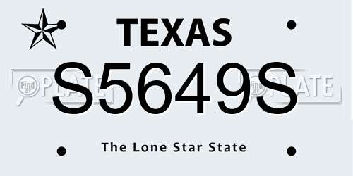 S5649S Texas License Plate