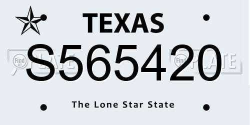 S565420 Texas License Plate