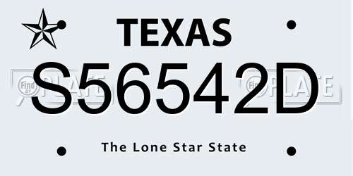S56542D Texas License Plate