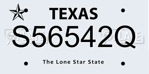 S56542Q Texas License Plate