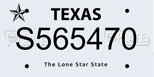 S565470 Texas License Plate