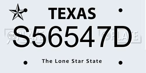 S56547D Texas License Plate