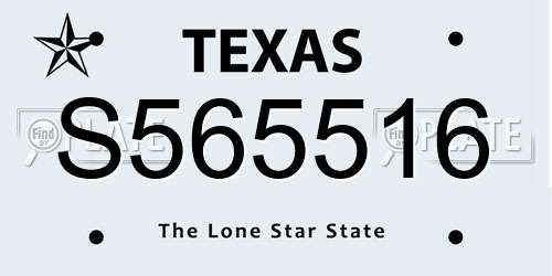 S565516 Texas License Plate