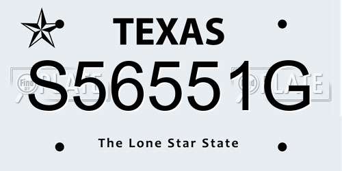 S56551G Texas License Plate