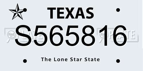S565816 Texas License Plate