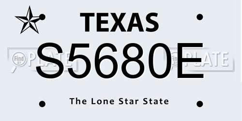 S5680E Texas License Plate