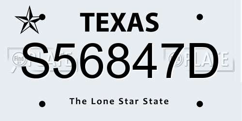 S56847D Texas License Plate