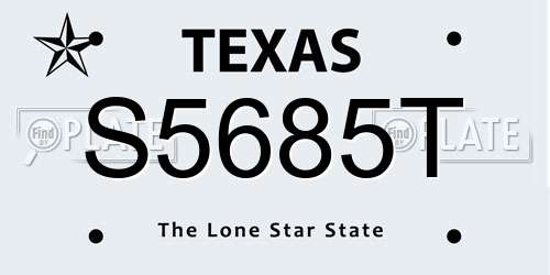 S5685T Texas License Plate