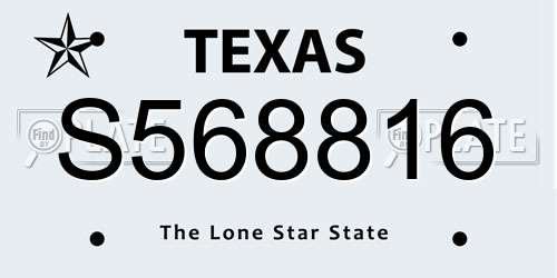S568816 Texas License Plate
