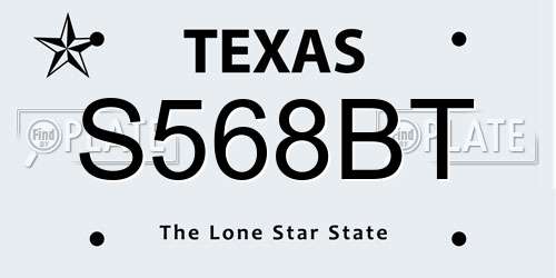 S568BT Texas License Plate