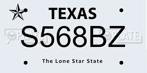 S568BZ Texas License Plate