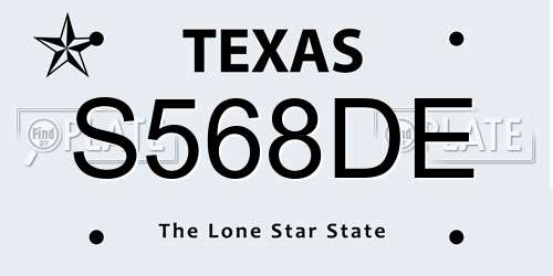 S568DE Texas License Plate