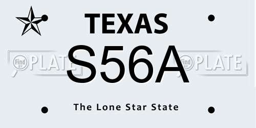 S56A Texas License Plate