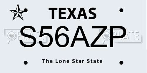S56AZP Texas License Plate
