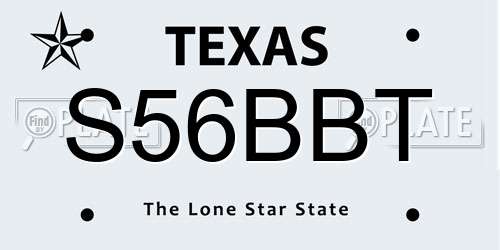 S56BBT Texas License Plate