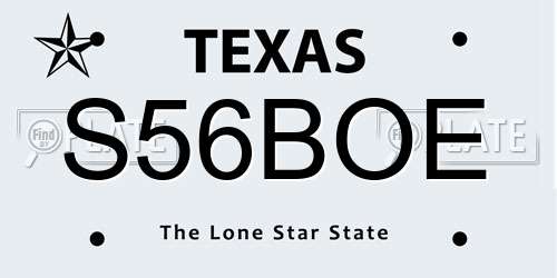 S56BOE Texas License Plate