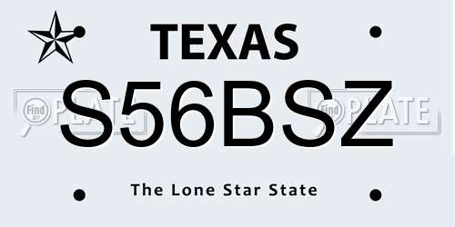 S56BSZ Texas License Plate