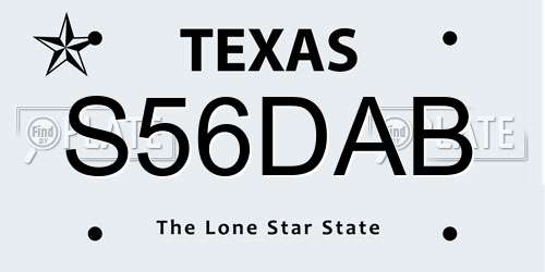 S56DAB Texas License Plate