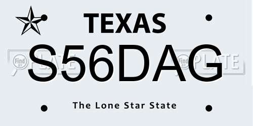 S56DAG Texas License Plate