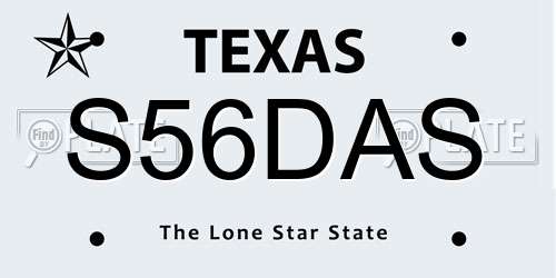 S56DAS Texas License Plate