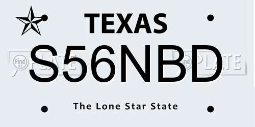 S56NBD Texas License Plate