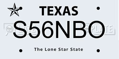 S56NBO Texas License Plate