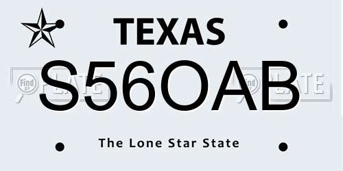 S56OAB Texas License Plate