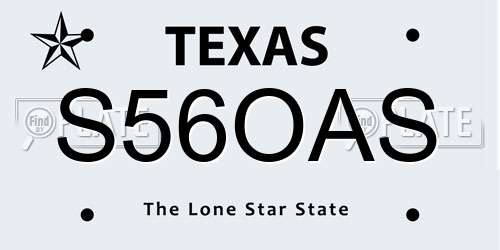 S56OAS Texas License Plate