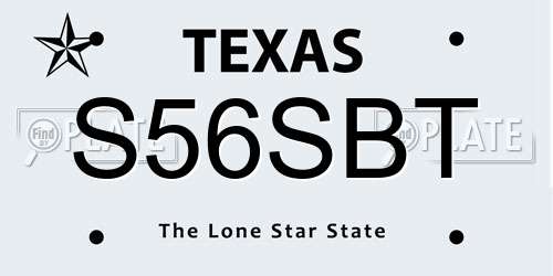 S56SBT Texas License Plate