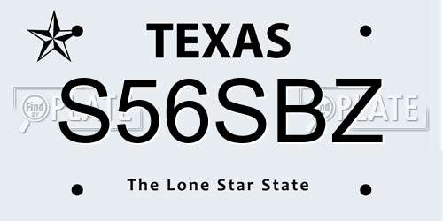 S56SBZ Texas License Plate