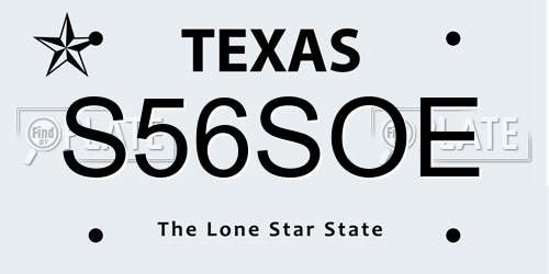 S56SOE Texas License Plate