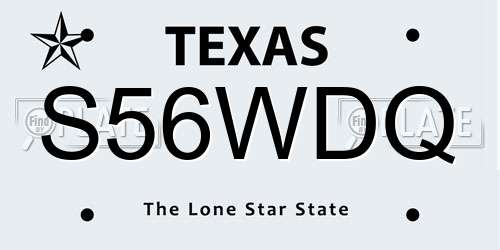 S56WDQ Texas License Plate
