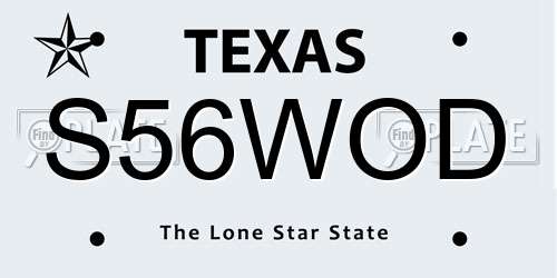 S56WOD Texas License Plate