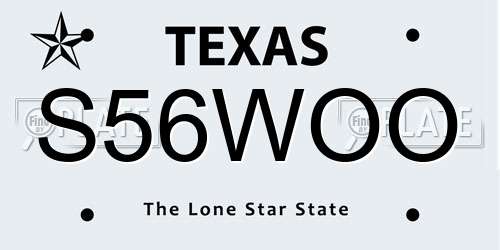 S56WOO Texas License Plate