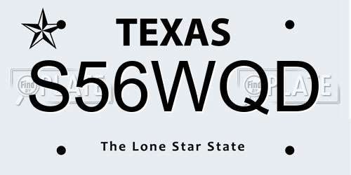 S56WQD Texas License Plate