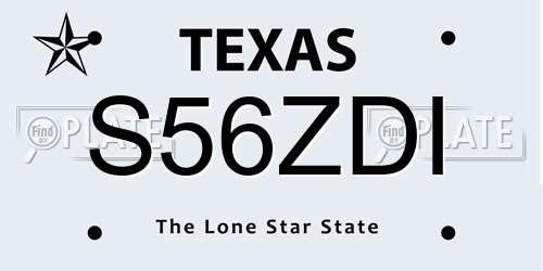 S56ZDI Texas License Plate