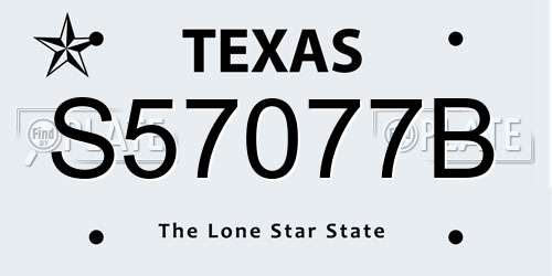 S57077B Texas License Plate