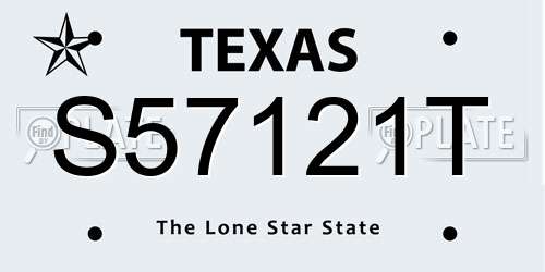 S57121T Texas License Plate