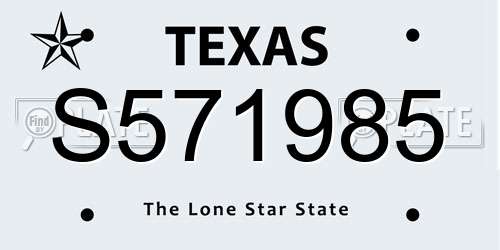 S571985 Texas License Plate