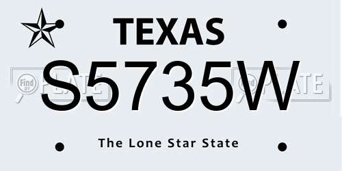 S5735W Texas License Plate