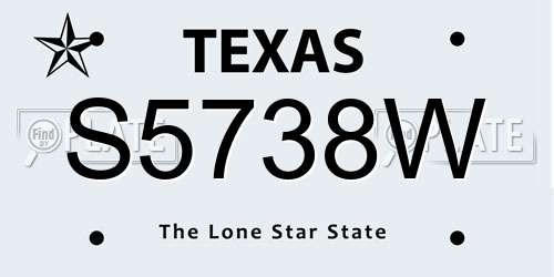 S5738W Texas License Plate