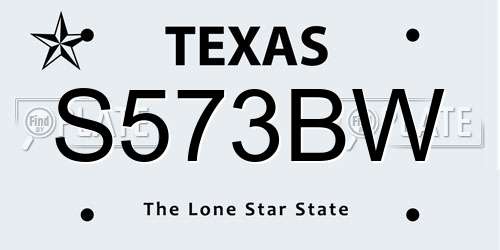 S573BW Texas License Plate