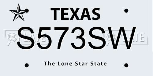 S573SW Texas License Plate