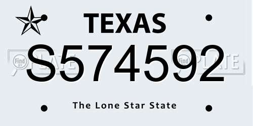 S574592 Texas License Plate