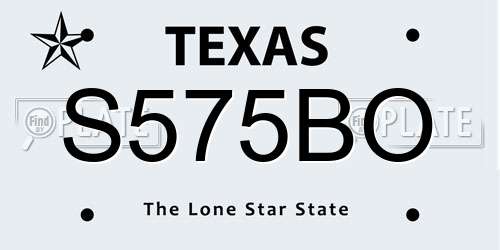 S575BO Texas License Plate